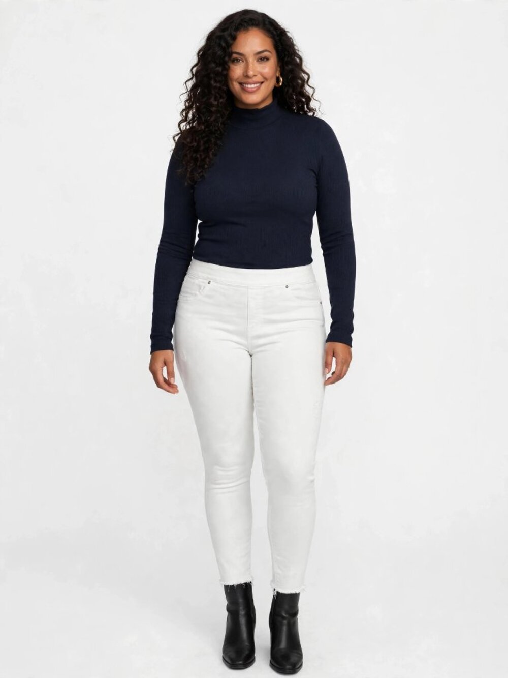 Spanx Pull-On Skinny Jeans Bundle L — White, Light Wash, Dark Wash